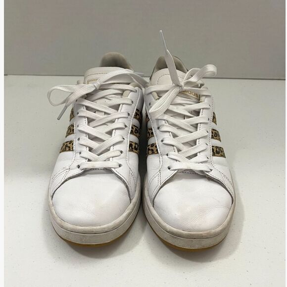 Adidas Grand Court Sneakers White Leopard Print Stripes Women's Size 8 - Picture 3 of 12